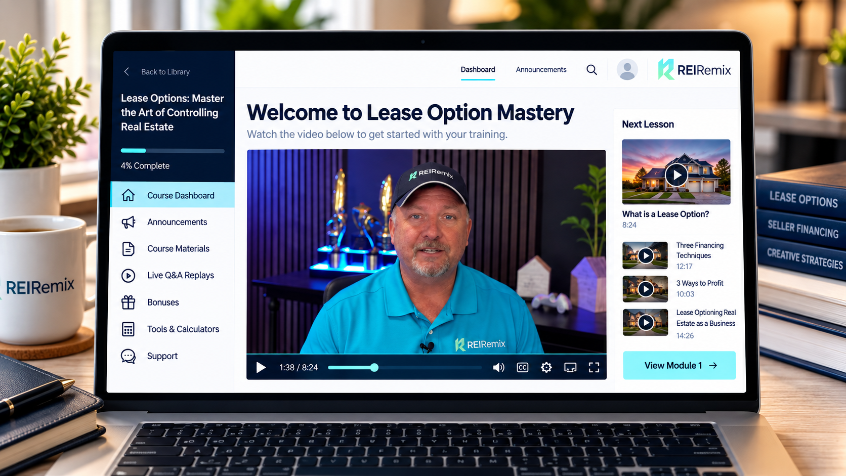 Illustrated Lease Option Mastery training dashboard preview